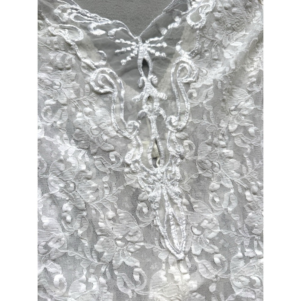 VTG Lace Delicates Coquette White Lace Satin Ballerina Babydoll Slip Lingerie L - Picture 4 of 16